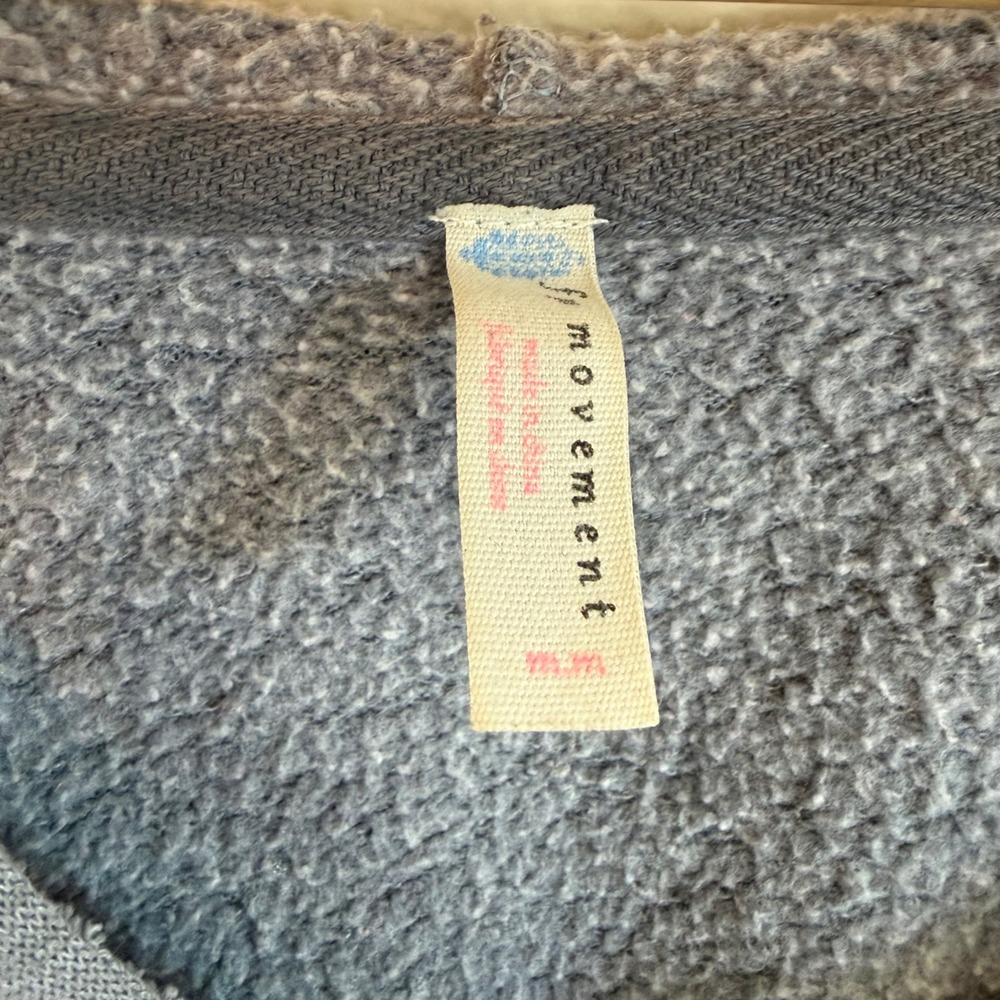Free People Movement V-Neck Hoodie Blue Gray Fleece Relaxed Lounge Athleisure M - Picture 4 of 13